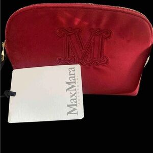 Max Mara Velvet-Feel Toiletry Makeup Travel Pouch Kit w/ Dust Bag NEW